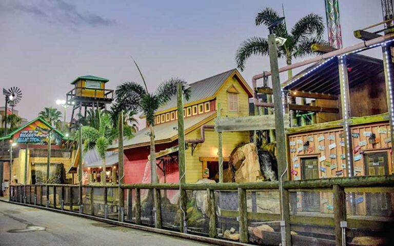 row of bayou themed buildings at gator golf adventure park orlando