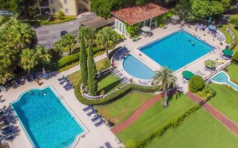 aerial of two pools at continental club orange park