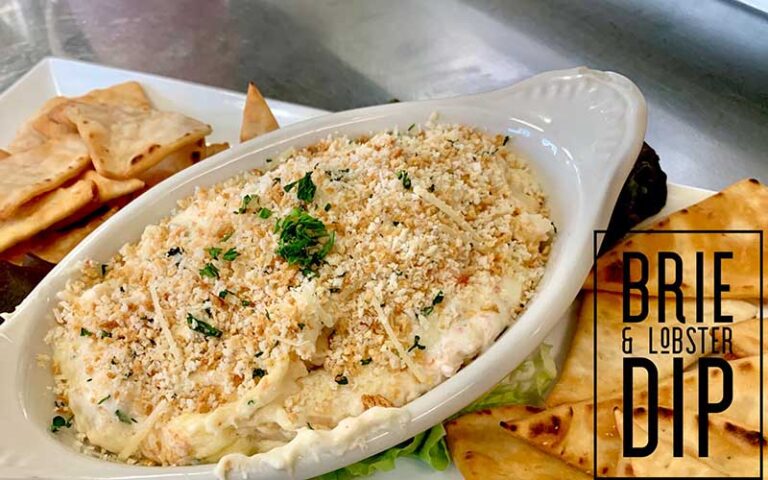 brie with lobster dip platter at brick restaurant jacksonville