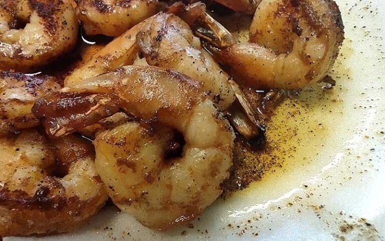 broiled shrimp on paper plate at southern charm jacksonville