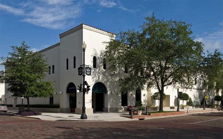 corner exterior of building on cobblestone street at morse museum orlando