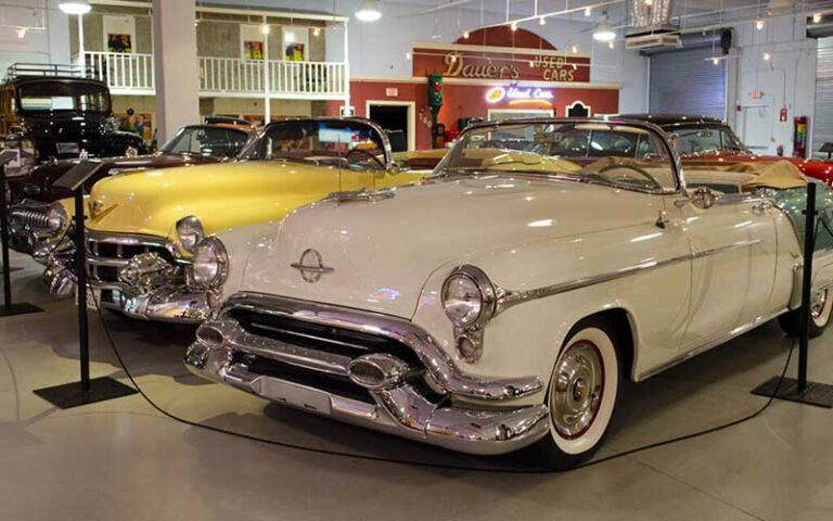 forties style convertible cars white and yellow at dauer classic car museum ft lauderdale
