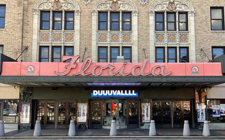 front daytime exterior of theater with florida marquis sign at florida theatre jacksonville