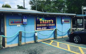 front exterior restaurant with window sign at j l trents seafood grill jacksonville