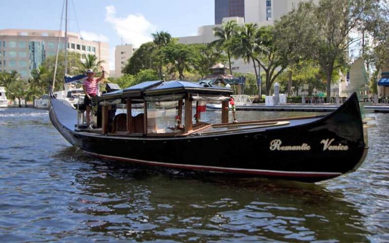 gondola with pilot on new river at las olas gondola fort lauderdale