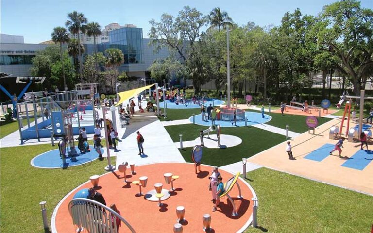 outside area with interactive playground exhibits at museum of discovery and science ft lauderdale