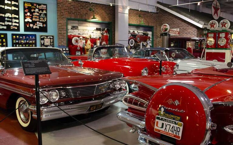 red chevy cars in exhibit at dauer classic car museum ft lauderdale