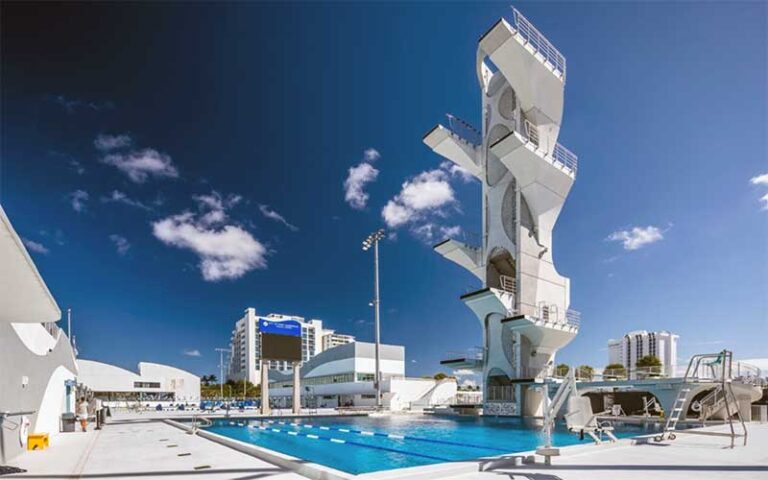 swimming pool area with high dive tower at fort lauderdale aquatic center