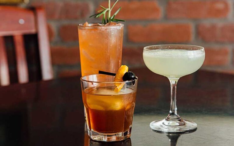 three cocktails on table at julington creek fish camp jacksonville