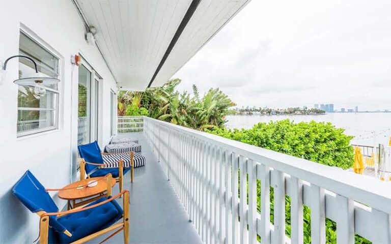 balcony view of bay with chairs at the standard spa miami beach