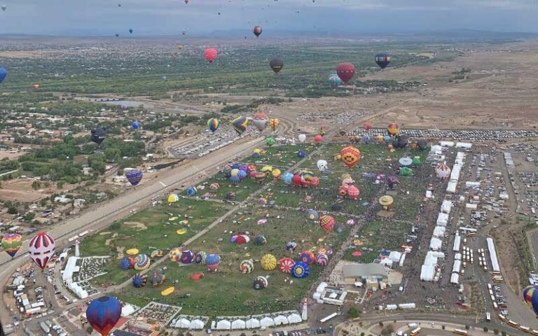 balloon festival aerial view of field of balloons ready to fly at a hot air balloon ride jacksonville st augustine