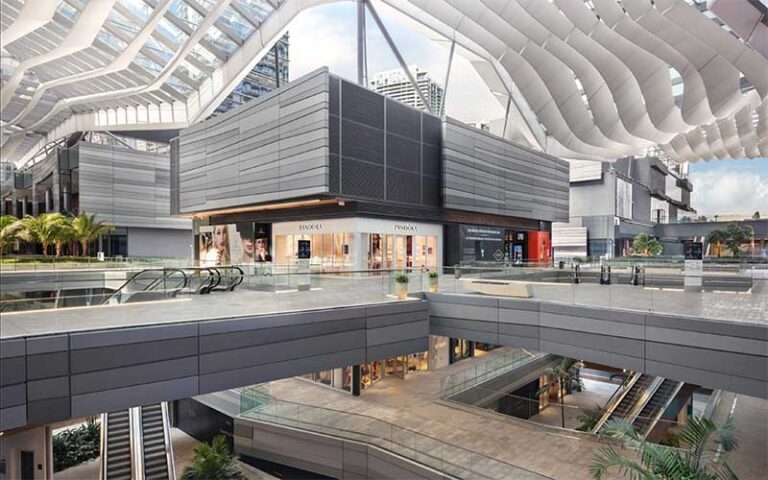 multi level mall area with open air atria and stores at brickell city centre miami