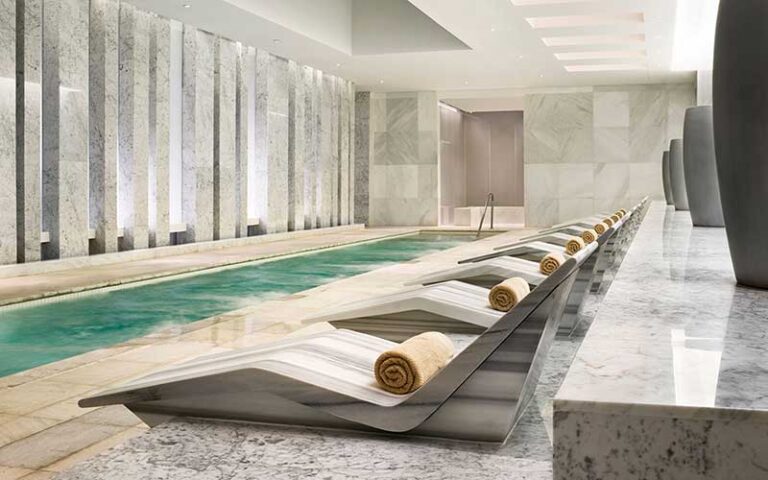 sauna and spa area indoor hot tub at fontainebleau miami beach