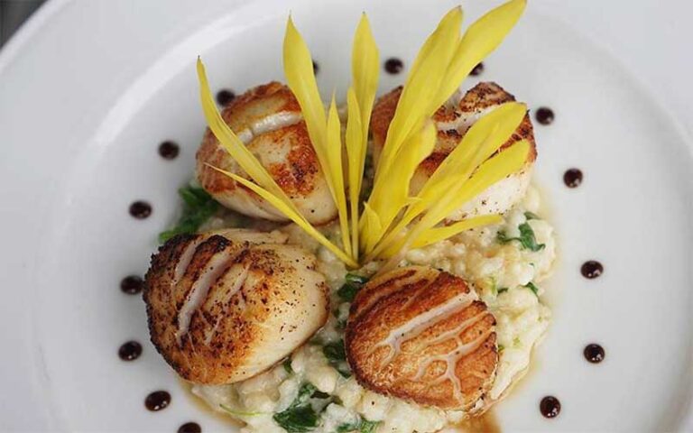 seared scallop dish on white plate at river post jacksonville