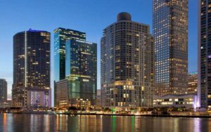 skyline at night with high rises exterior jw marriott marquis miami