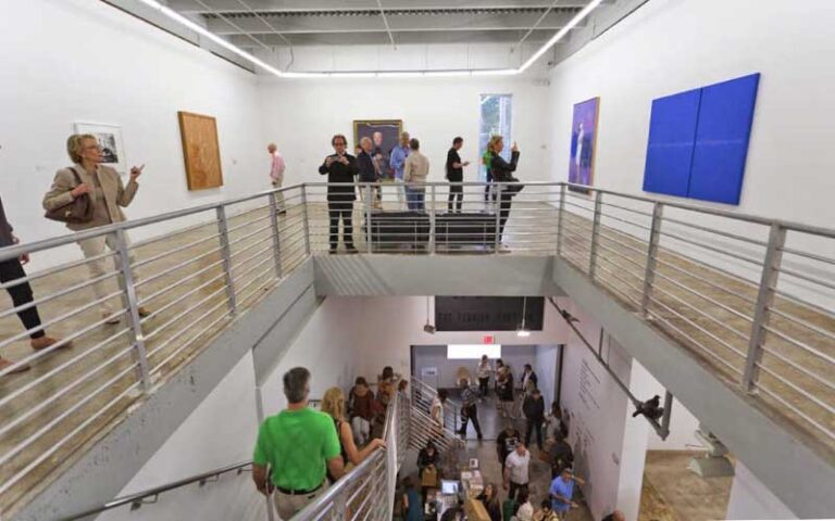 upstairs and downstairs exhibits of art at rubell museum miami