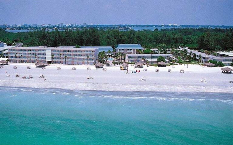 aerial view over ocean of beach resort at sandcastle resort lido beach sarasota