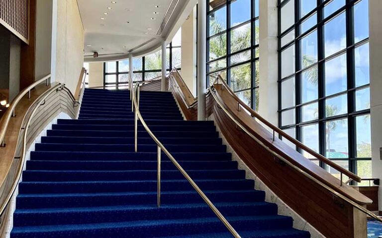 blue carpeted stairs to balconies at broward center for the performing arts ft lauderdale