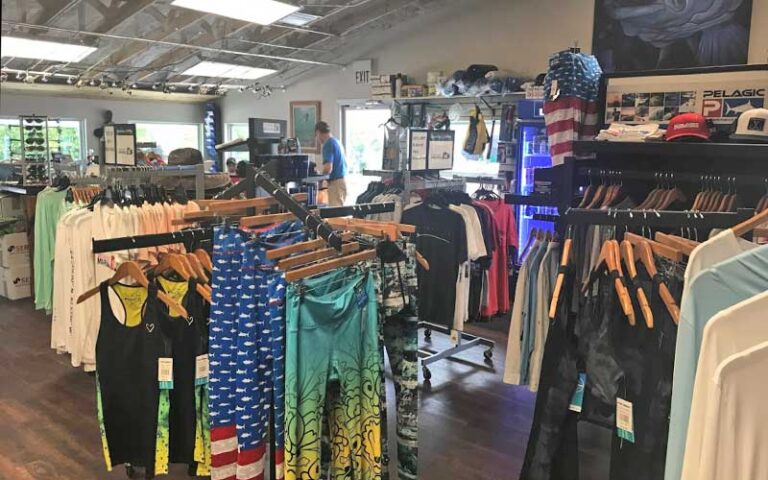 boat and fishing gear store with clothing racks at safe harbor siesta key sarasota