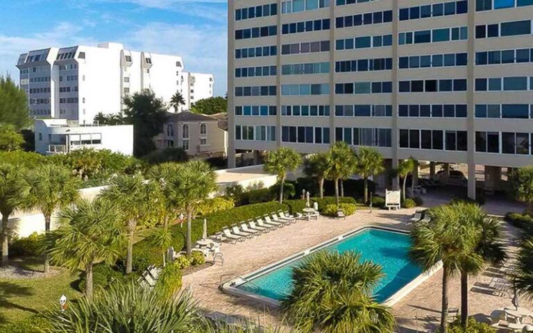 condo towers with pool area at horizons west condo rentals sarasota