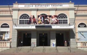 front exterior of building with signs at asolo repertory theatre sarasota