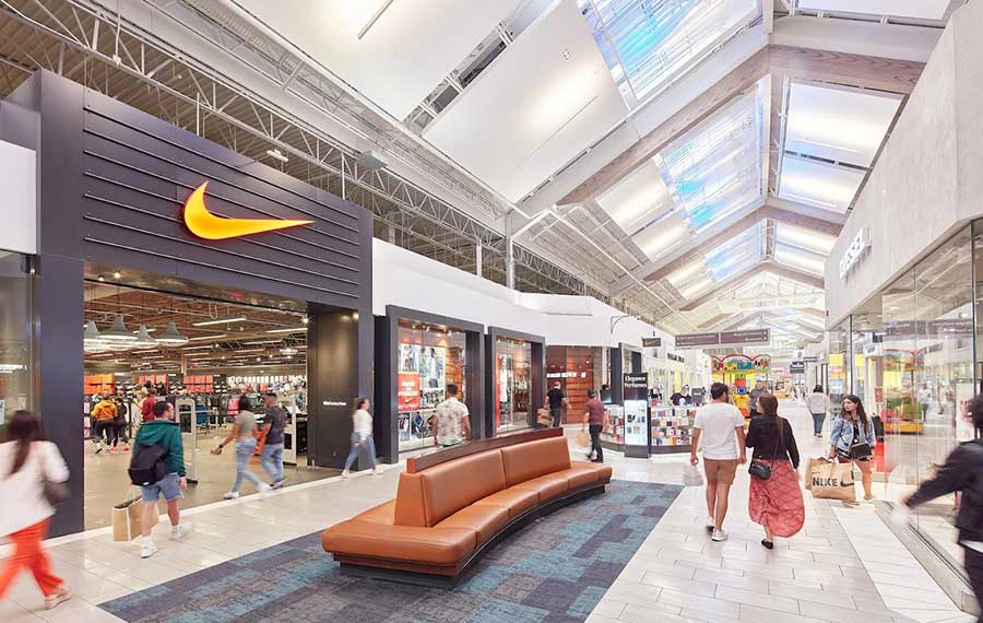 indoor shopping mall with nike store and atrium at sawgrass mills ft lauderdale