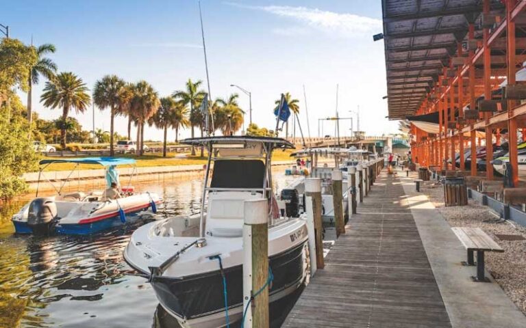 marina on canal with boats racked and docked at safe harbor siesta key sarasota