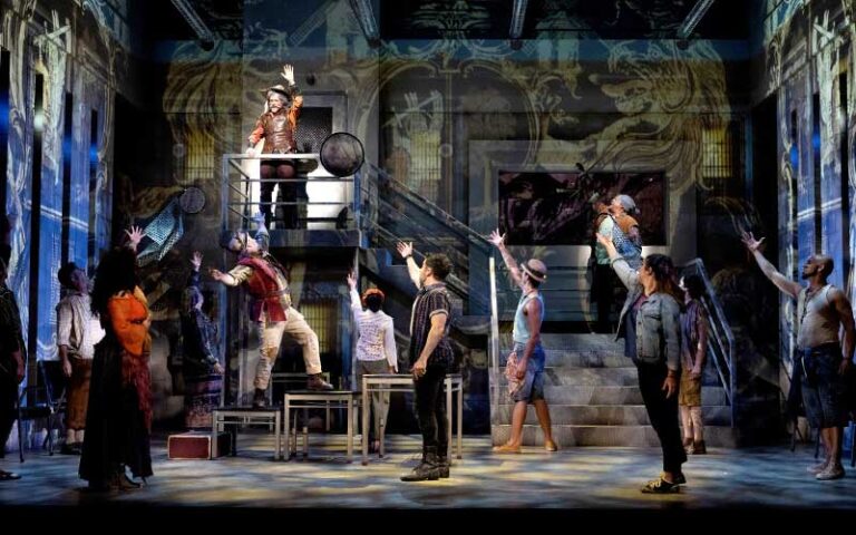 players on stage with grungy setting at asolo repertory theatre sarasota