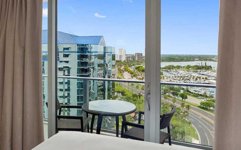 room with balcony view of downtown at westin sarasota