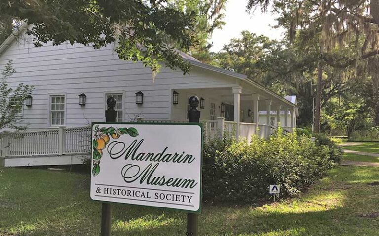 side exterior house with trees and sign at mandarin museum and historical society jacksonville