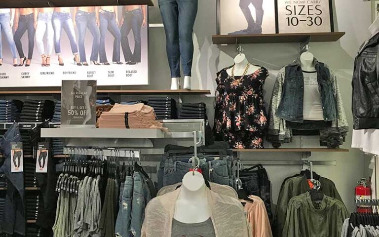 store interior with displays and racks of womens clothes at sarasota square mall