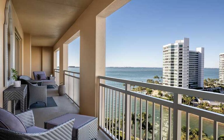 suite balcony with bay view at ritz carlton sarasota