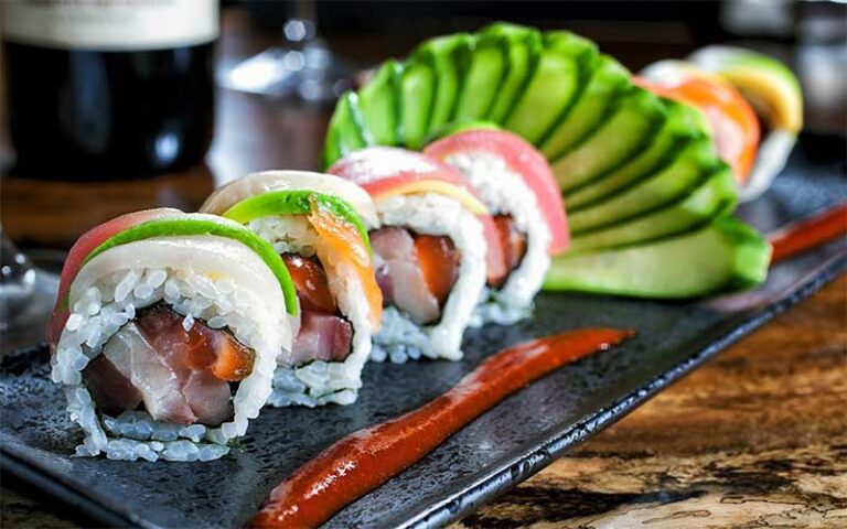 sushi platter with avocado garnish at casa sensei ft lauderdale
