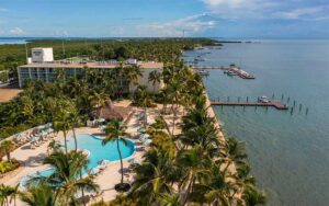 aerial view of resort with pool hotel and dock at amara cay resort islamorada fl keys