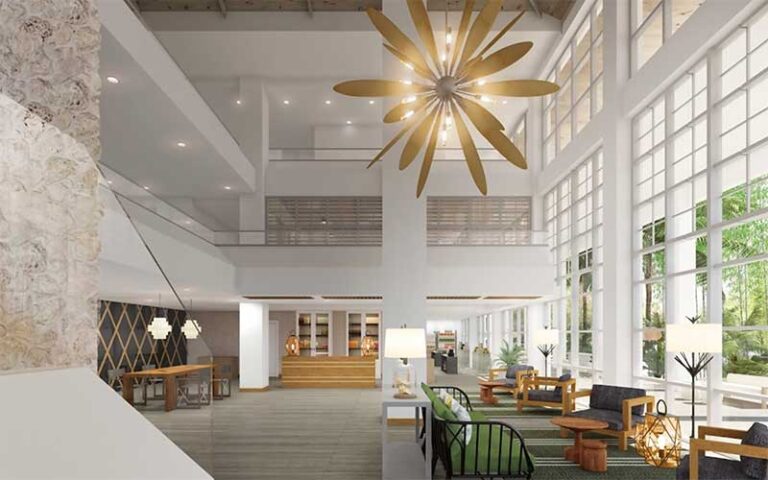 atrium lobby with modern lighting at bakers cay resort key largo