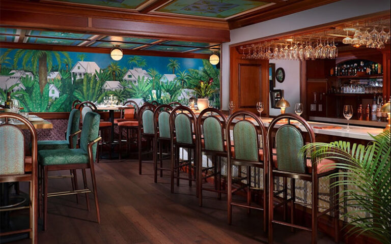 bar area interior with teak and island theme at hot tin roof key west