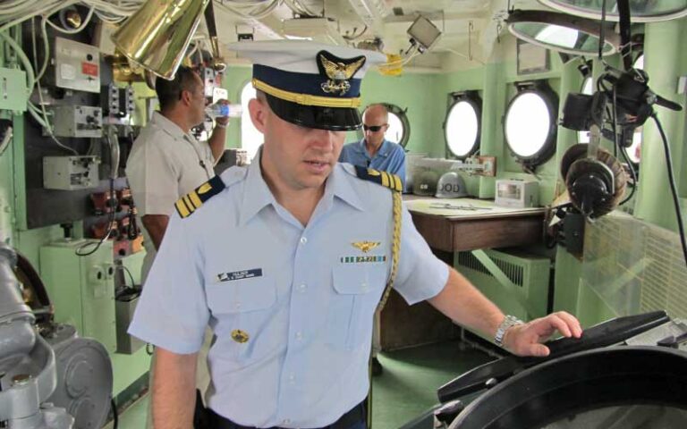 captain below deck at u s coast guard cutter ingham maritime museum key west