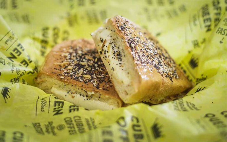 cheese sandwich with sesame seeds at cuban coffee queen downtown key west