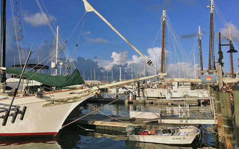 crowded marina with sailboats and yachts at key west historic seaport