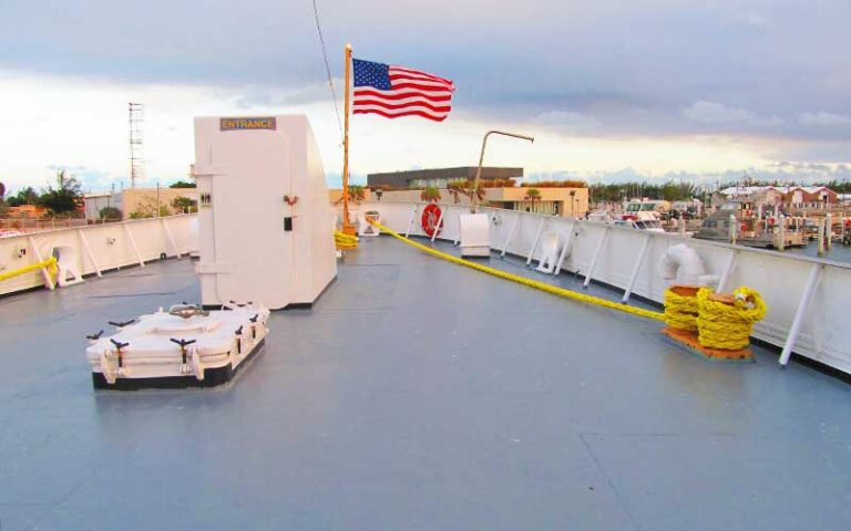 deck with flag at u s coast guard cutter ingham maritime museum key west