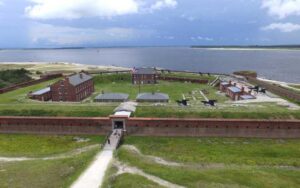 fort area with wall and ocean beyond at fort clinch state park jacksonville