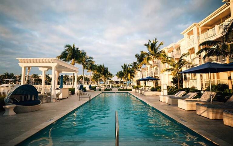 long pool area with cabanas palms and overlooking hotel at oceans edge resort marina key west