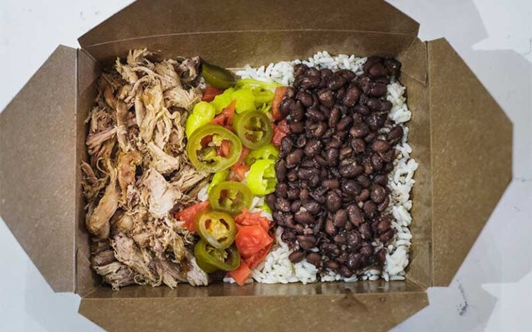 pork rice and beans box at cuban coffee queen downtown key west