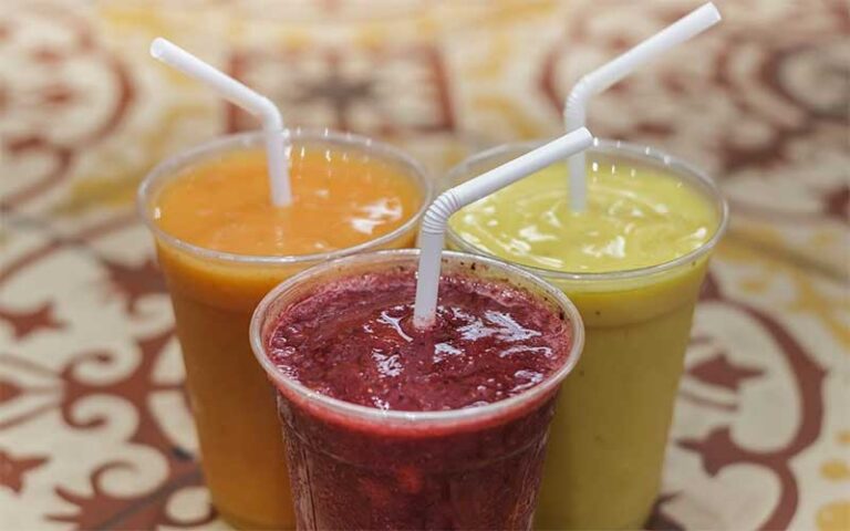 red orange and yellow fruit smoothies at cuban coffee queen downtown key west