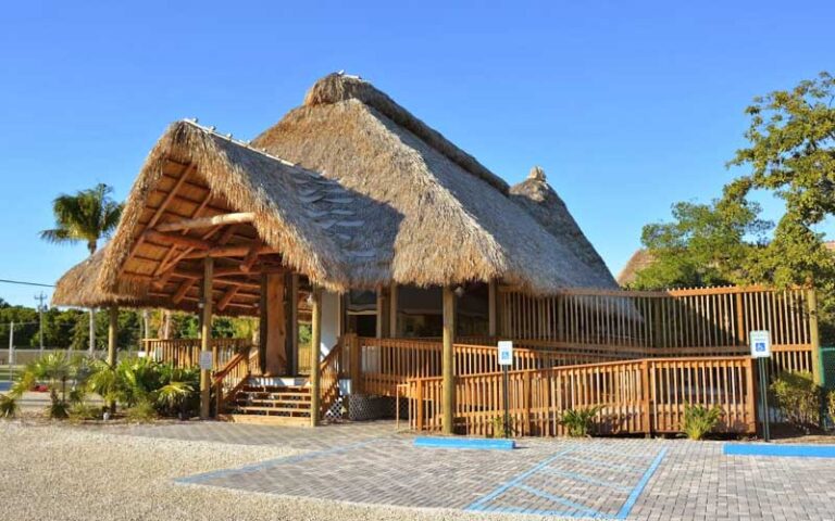 thatched roof hut style building at florida keys aquarium encounters marathon