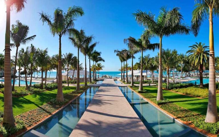 view of courtyard from hotel with water at casa marina key west