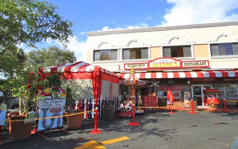 front exterior of restaurant with rides at jaxsons ice cream parlor fort lauderdale