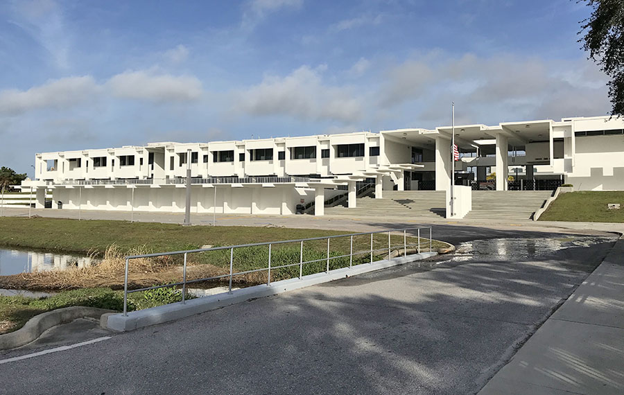 modern white building paul rudolph architecture sarasota high school addition