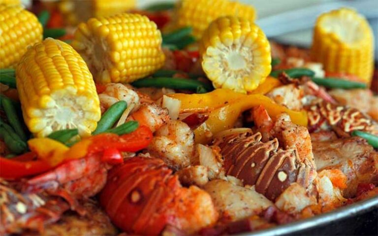 seafood boil with lobster and corn cob at coconuts fort lauderdale