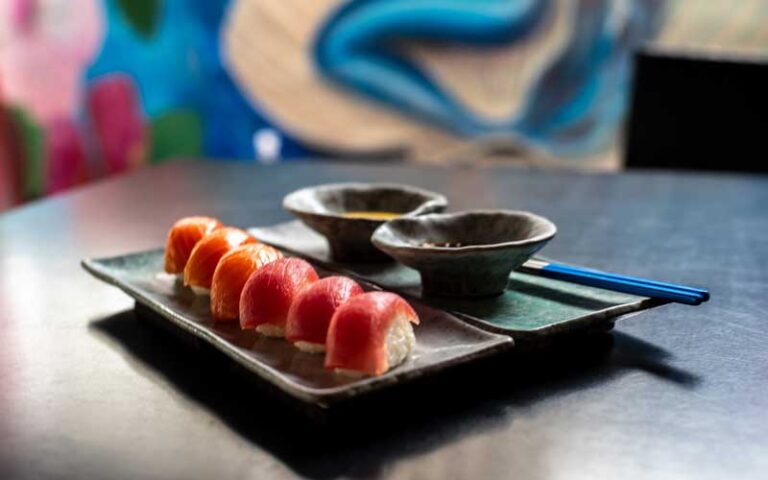 sushi platter on table at the wreck bar fort lauderdale